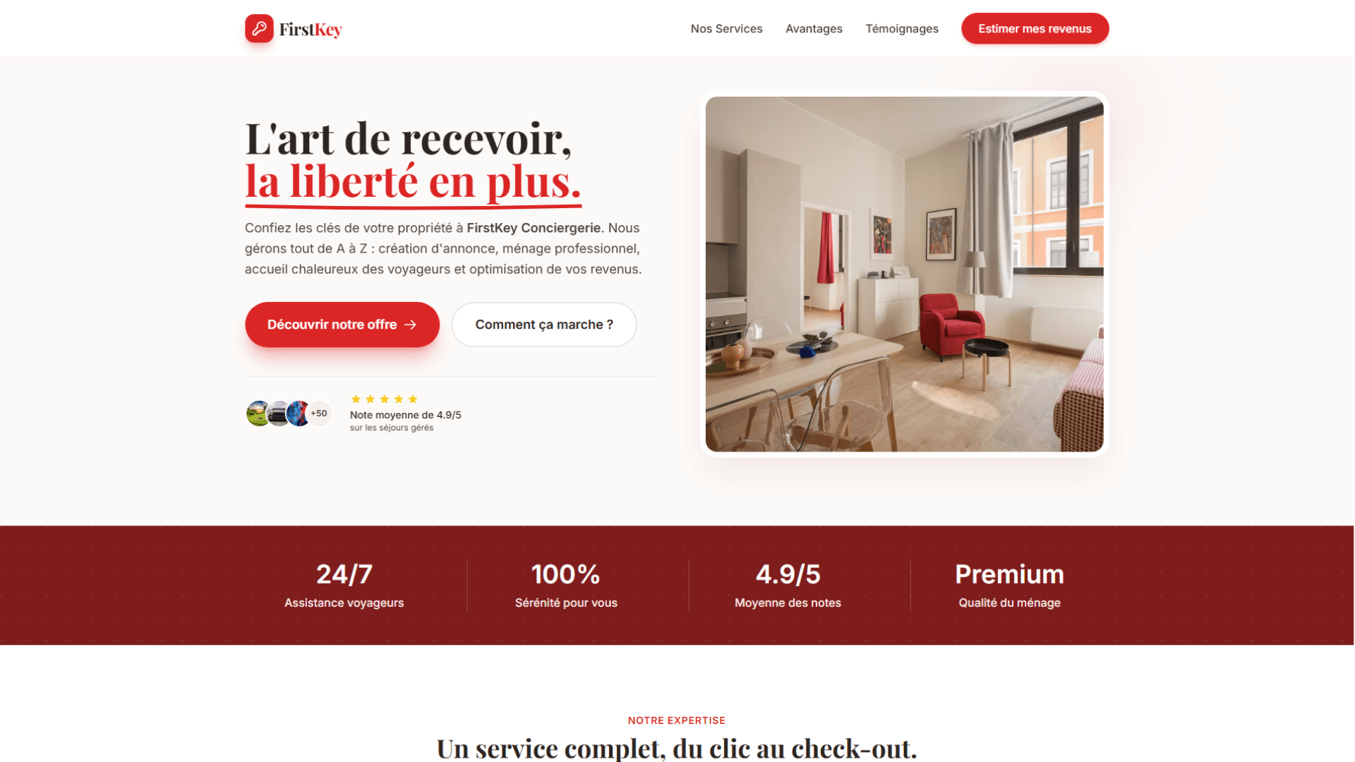 Desktop view of HostAura Conciergerie