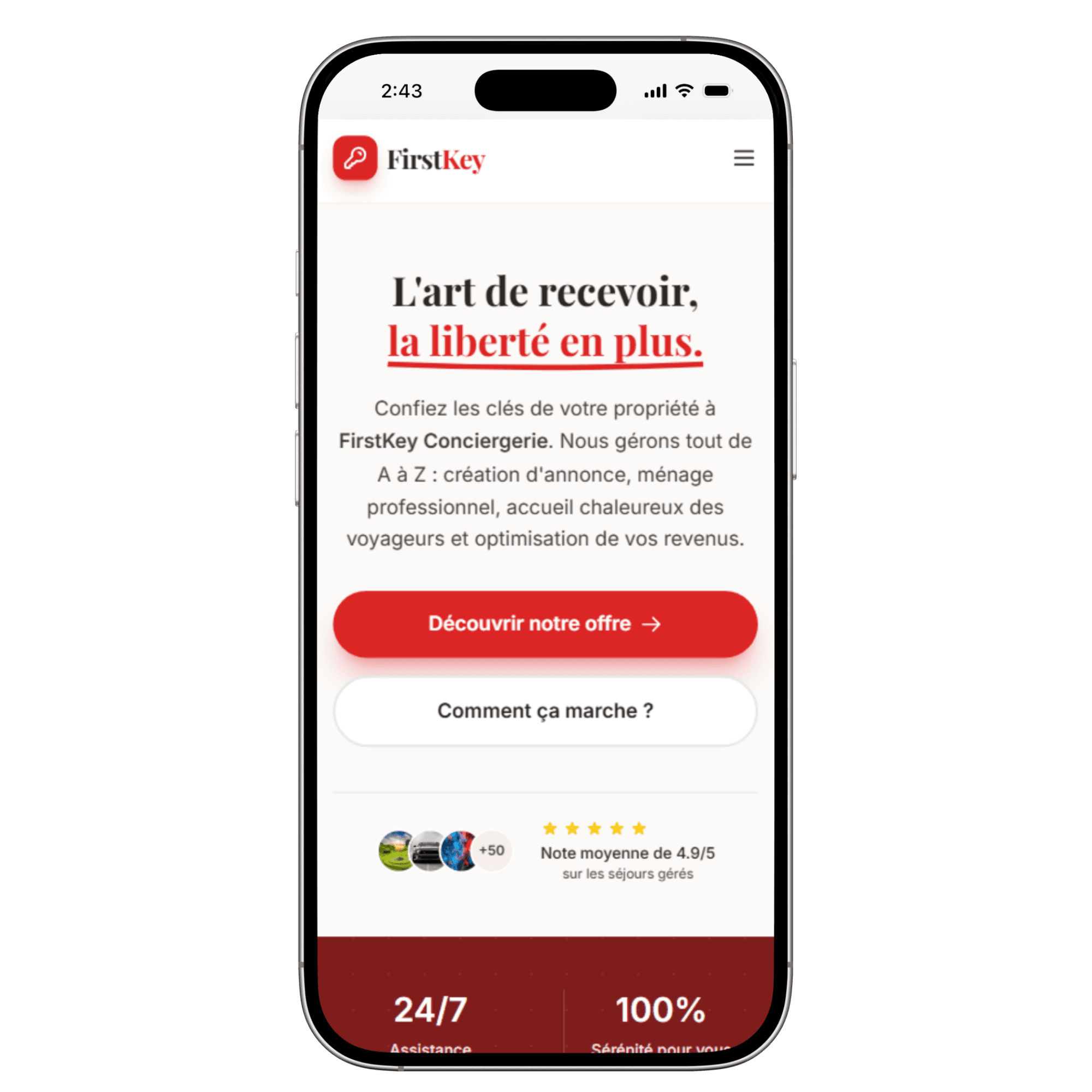 Mobile preview for HostAura Conciergerie
